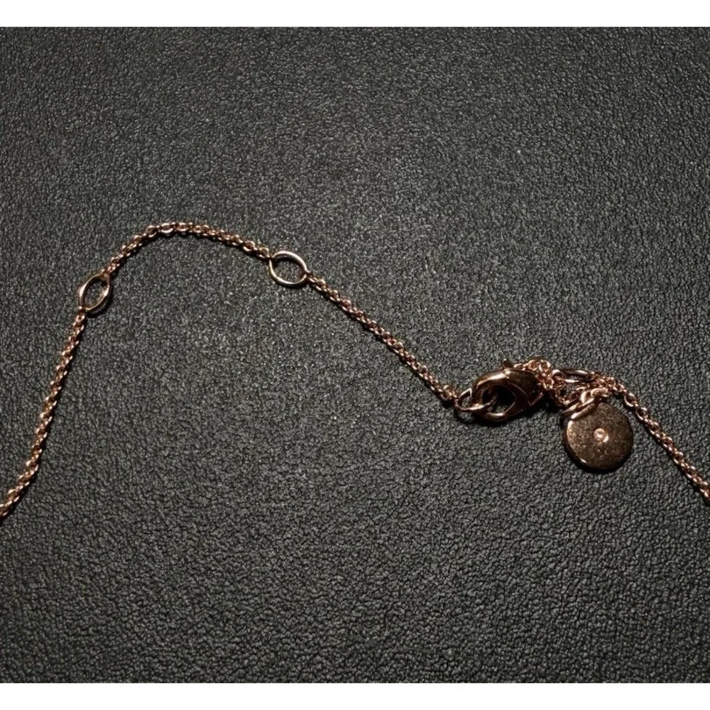 Stella & Dot Rose Gold Cable Chain Necklace, Round Charm Pendant, Lobster Clasp